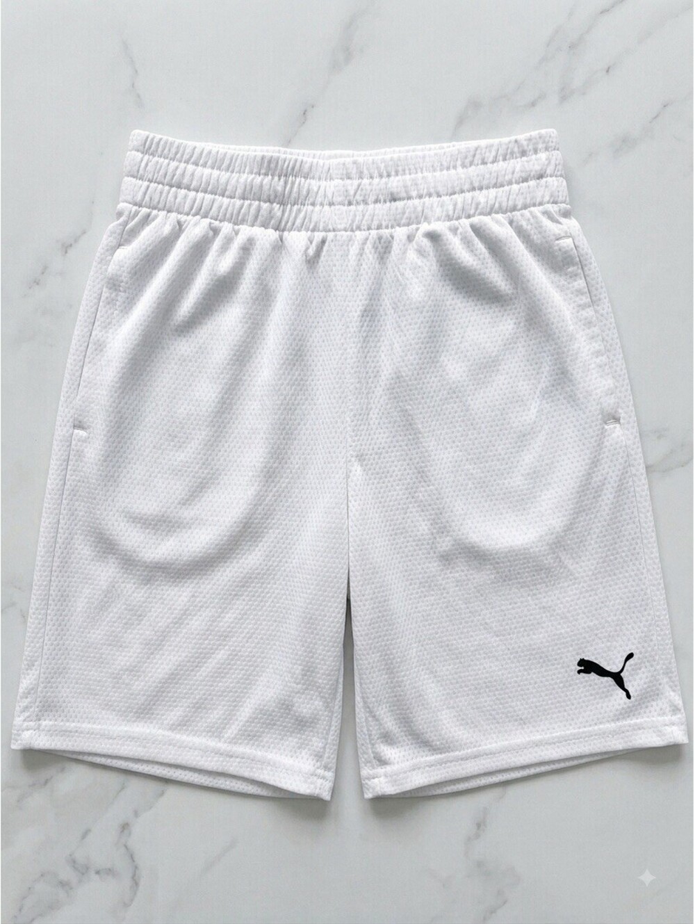 Puma Boys Athletic Mesh Shorts White Size Small S Pocket Lightweight Performance